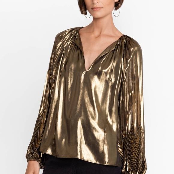 Johnny Was Golden Gem Pleated Blouse - Picture 2 of 13